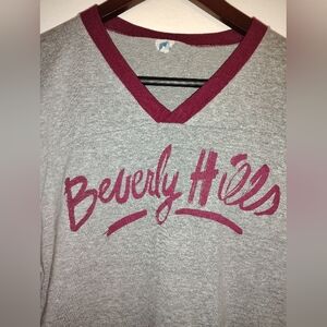 80s Athletic Beverly Hills 1984 Made In USA  V Neck Men's Sz M Shirt